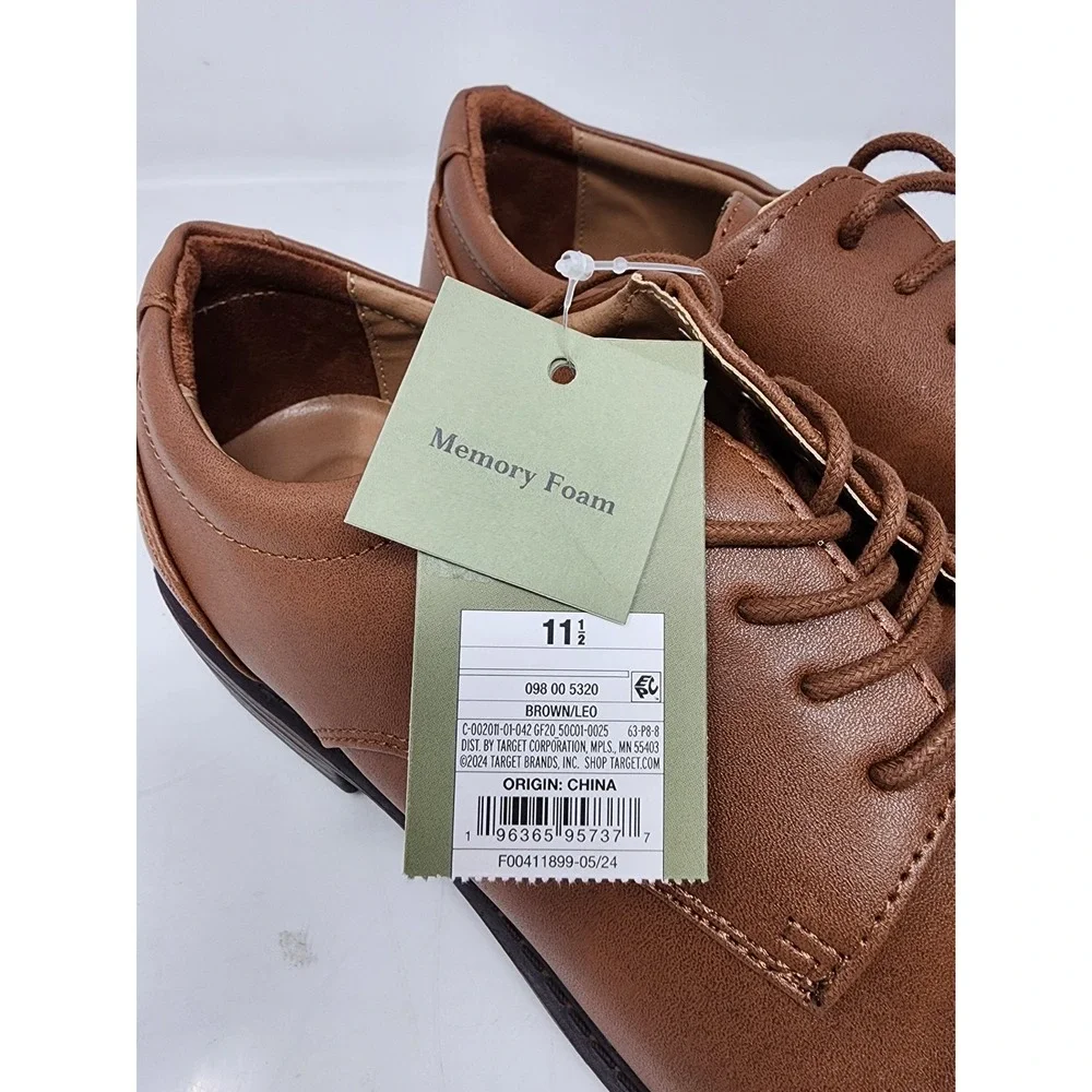 Goodfellow & Co Leo Mens Brown Memory Foam Derby Dress Shoes Size 11.5‎ NWT